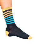 Cosmic Cycling Socks, Neon Orange and Neon Blue stripes.