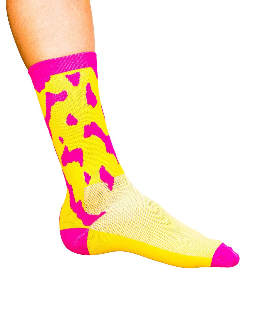 Pink Blot cycling socks by Cosmic Socks